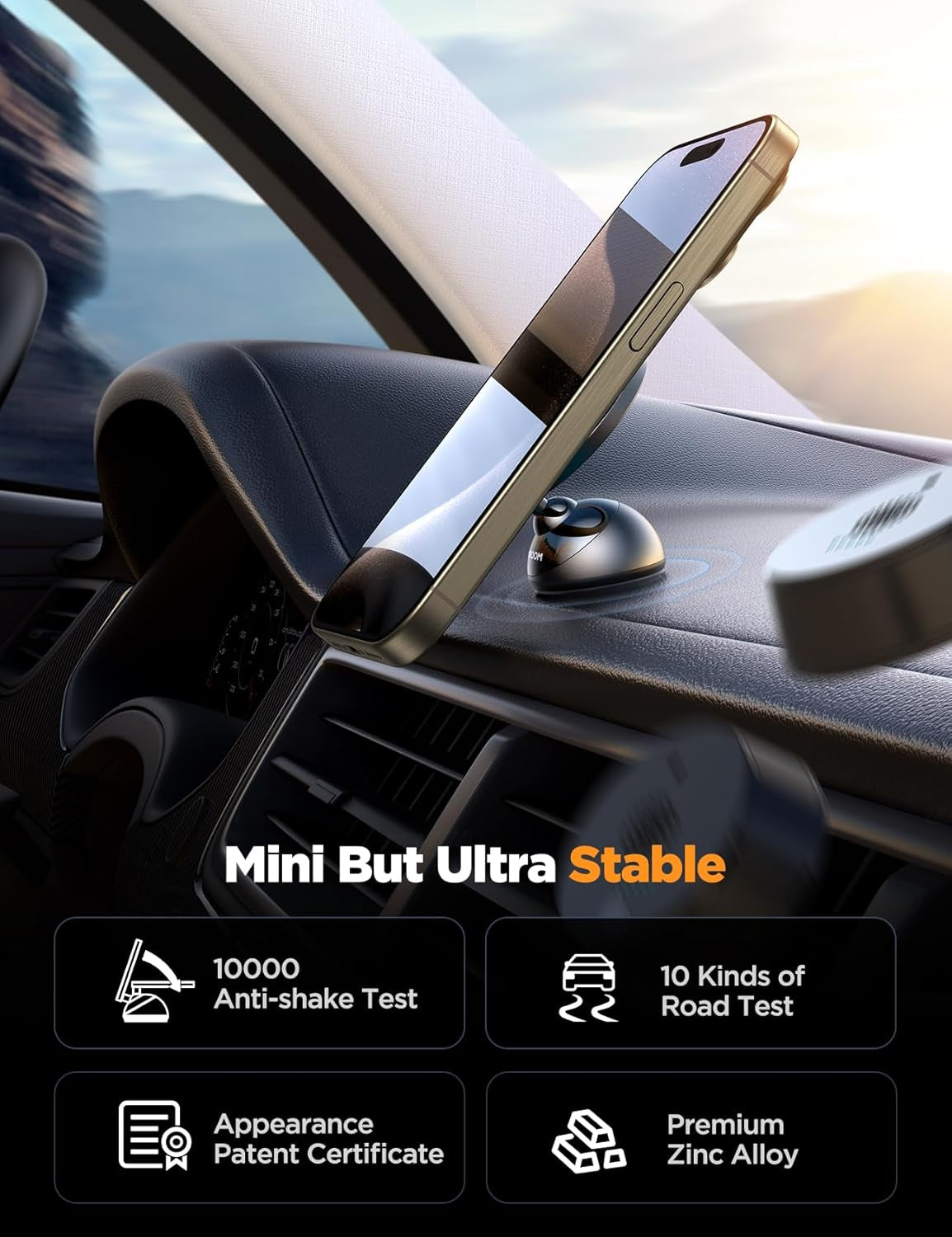 MagSafe Car Mount - All-Metal Magnetic Phone Holder for Dash, Enhanced Magnet Strength, Compatible with iPhone 16/15/14/13/12