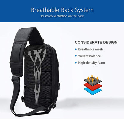 Anti Theft Sling Bag Crossbody Backpack USB Charging Port Waterproof Chest Bag