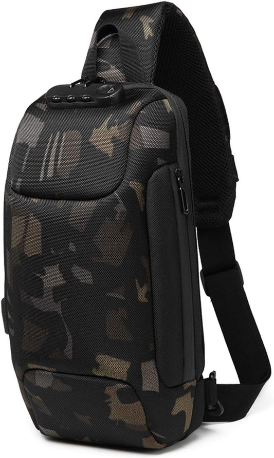 Anti Theft Sling Bag Crossbody Backpack USB Charging Port Waterproof Chest Bag