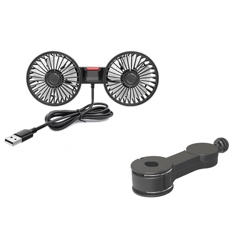 Car Fan 3-Speed Car Seat Back Cooling Fan USB Charge Dual Head Fan 360 Degree Rotation Neck Cooler for Summer Car Accessories