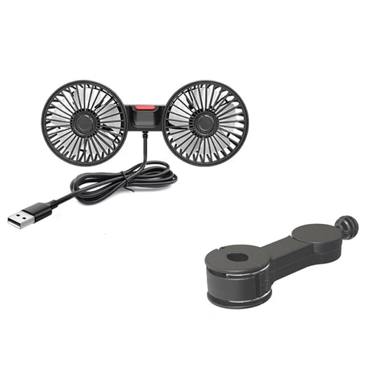 Car Fan 3-Speed Car Seat Back Cooling Fan USB Charge Dual Head Fan 360 Degree Rotation Neck Cooler for Summer Car Accessories