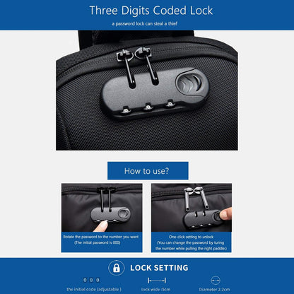Anti Theft Sling Bag Crossbody Backpack USB Charging Port Waterproof Chest Bag